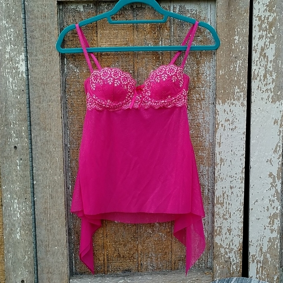 Victoria's Secret Other - Victoria's secret sexy little things hot pink sparkle lingerie top 34B